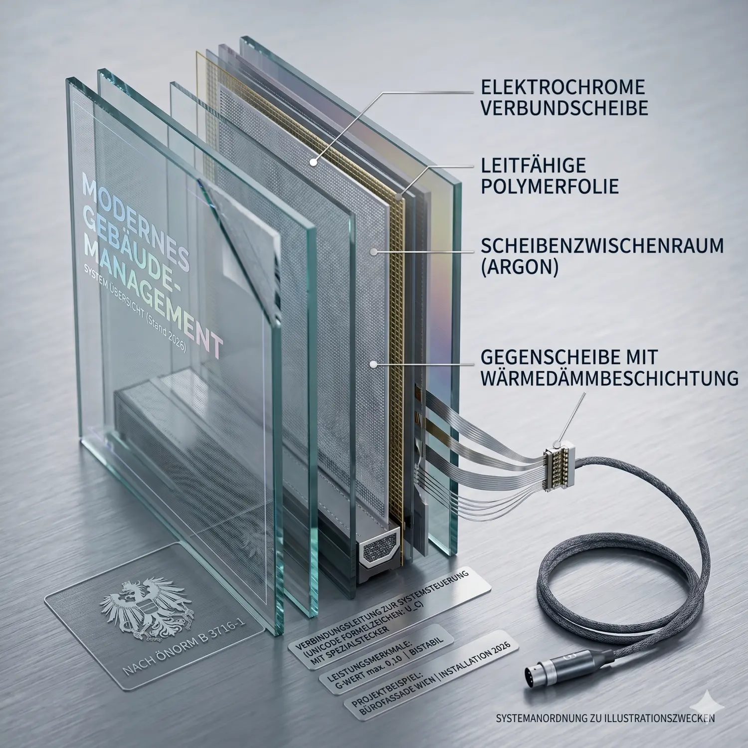 Elektrochromes Glas in 2 Helligkeits-Stufen