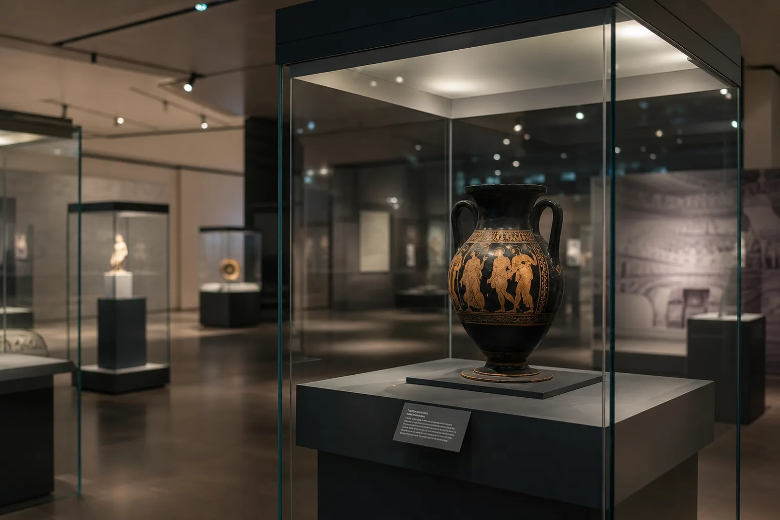 Museumsvitrine aus Verbundsicherheitsglas schützt ein historisches Exponat